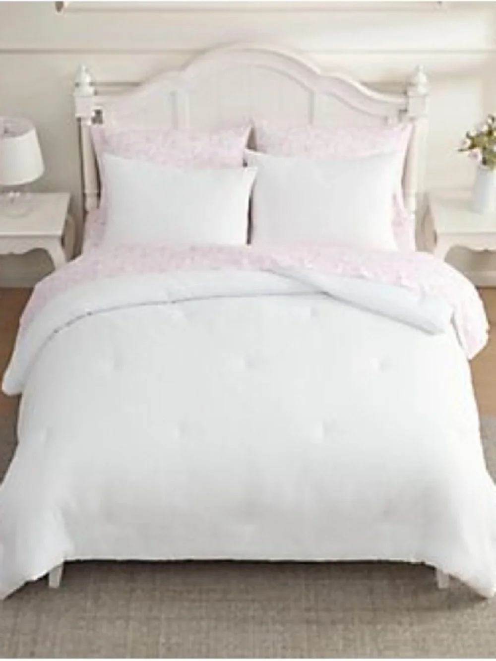 Laura Ashley Waffle Textured Pink King Comforter Sheet Set 7 Pc Bedding